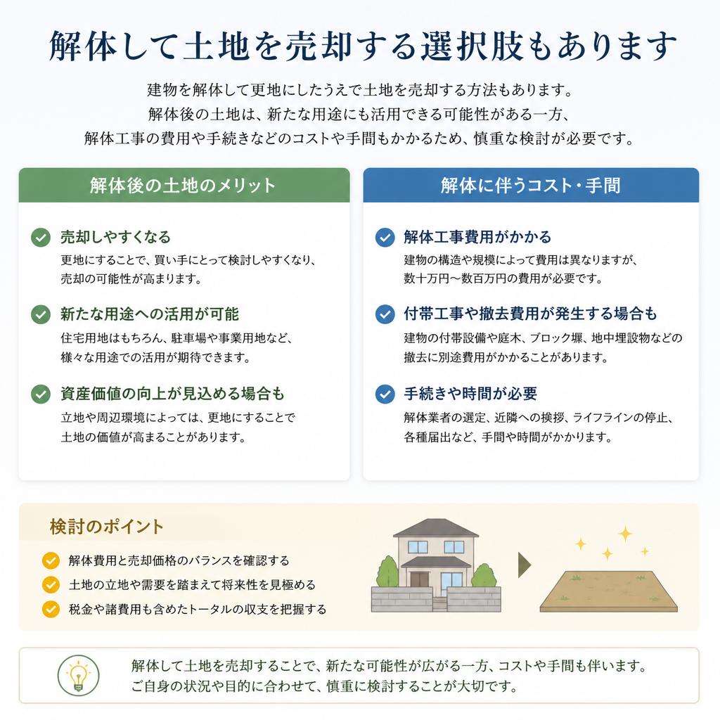 解体して土地を売却するメリット・デメリット