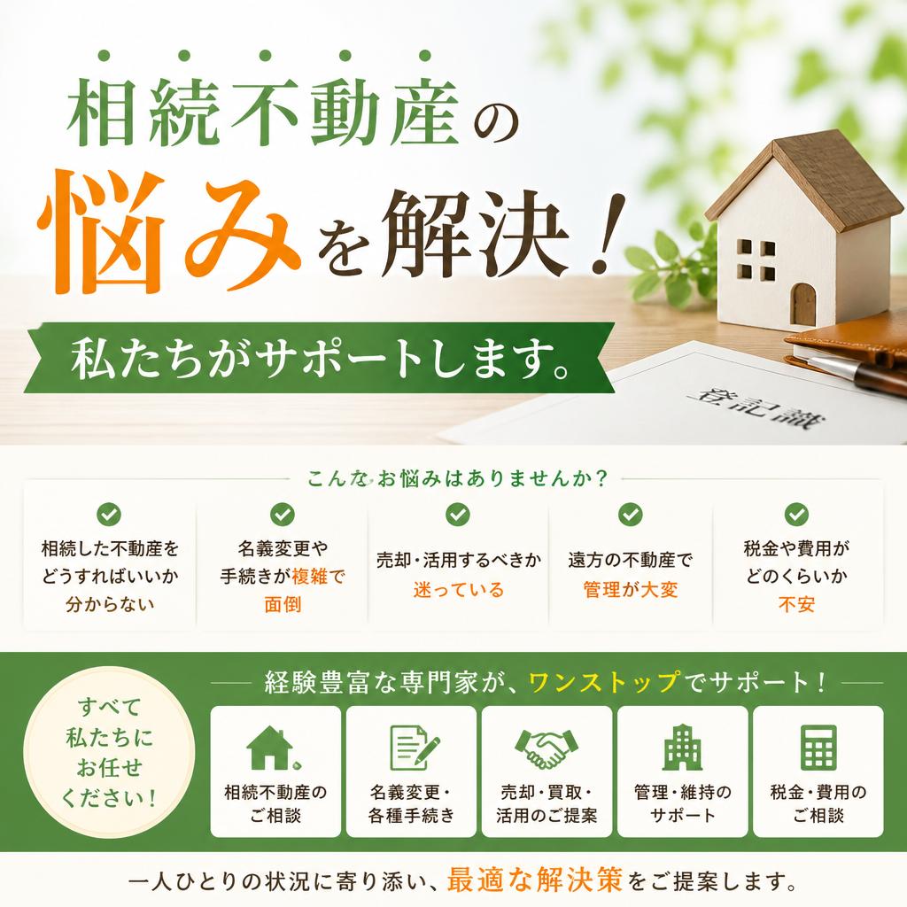 相続不動産の悩みを解決！私たちがサポートします。
