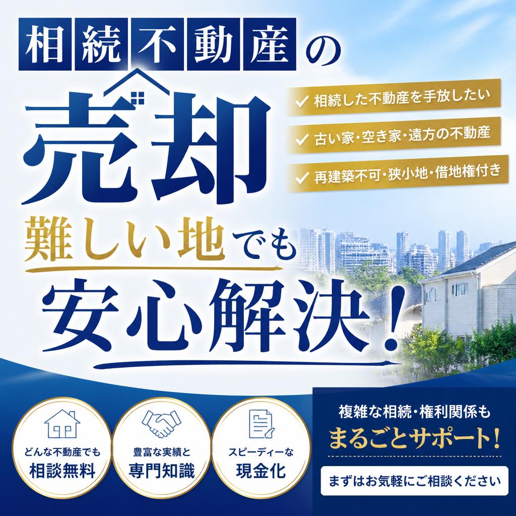 相続不動産の売却、難しい地でも安心解決！