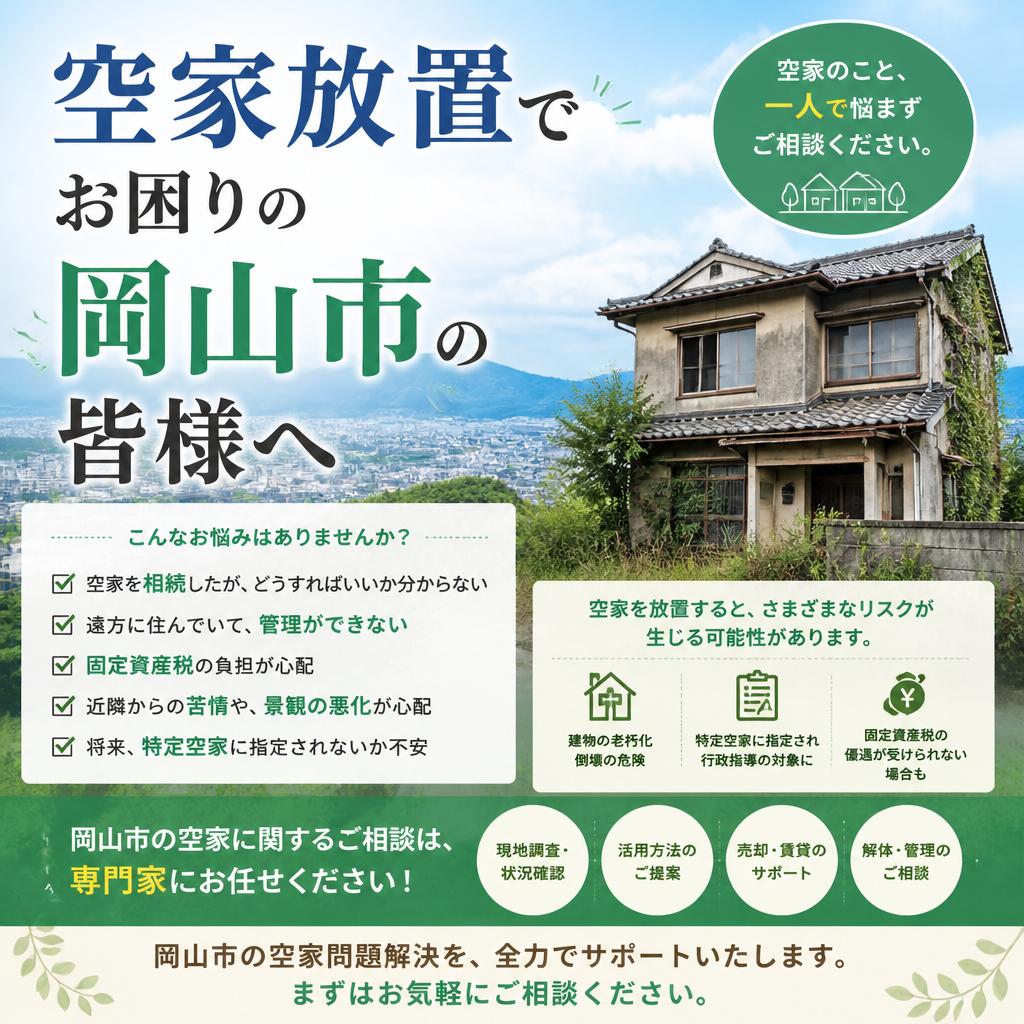 空家放置でお困りの岡山市の皆様へ