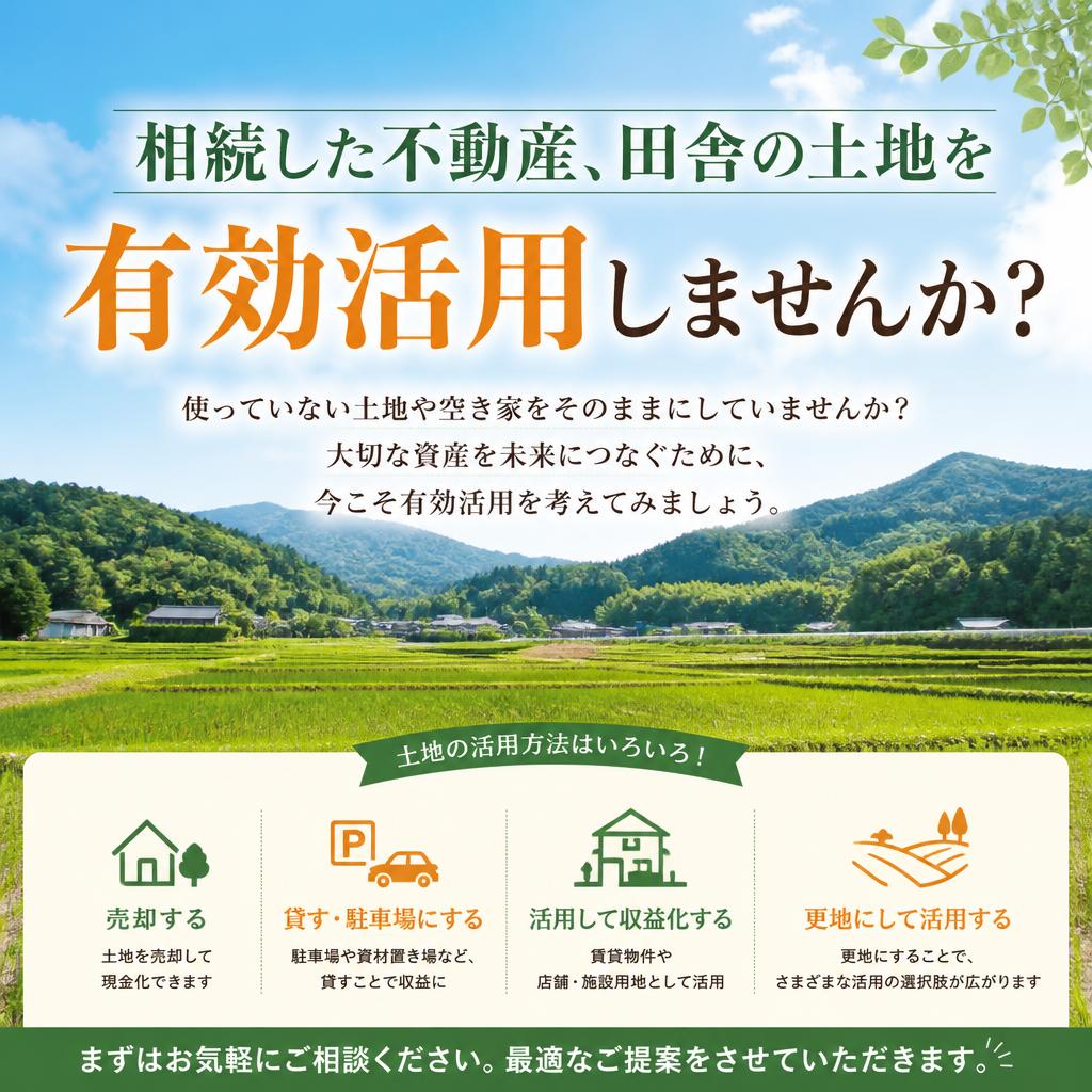 相続した不動産、田舎の土地を有効活用しませんか？