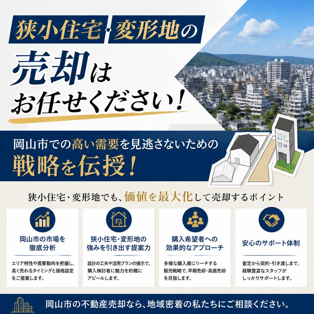 狭小住宅・変形地の売却はお任せください！岡山市での高い需要を見逃さないための戦略を伝授！