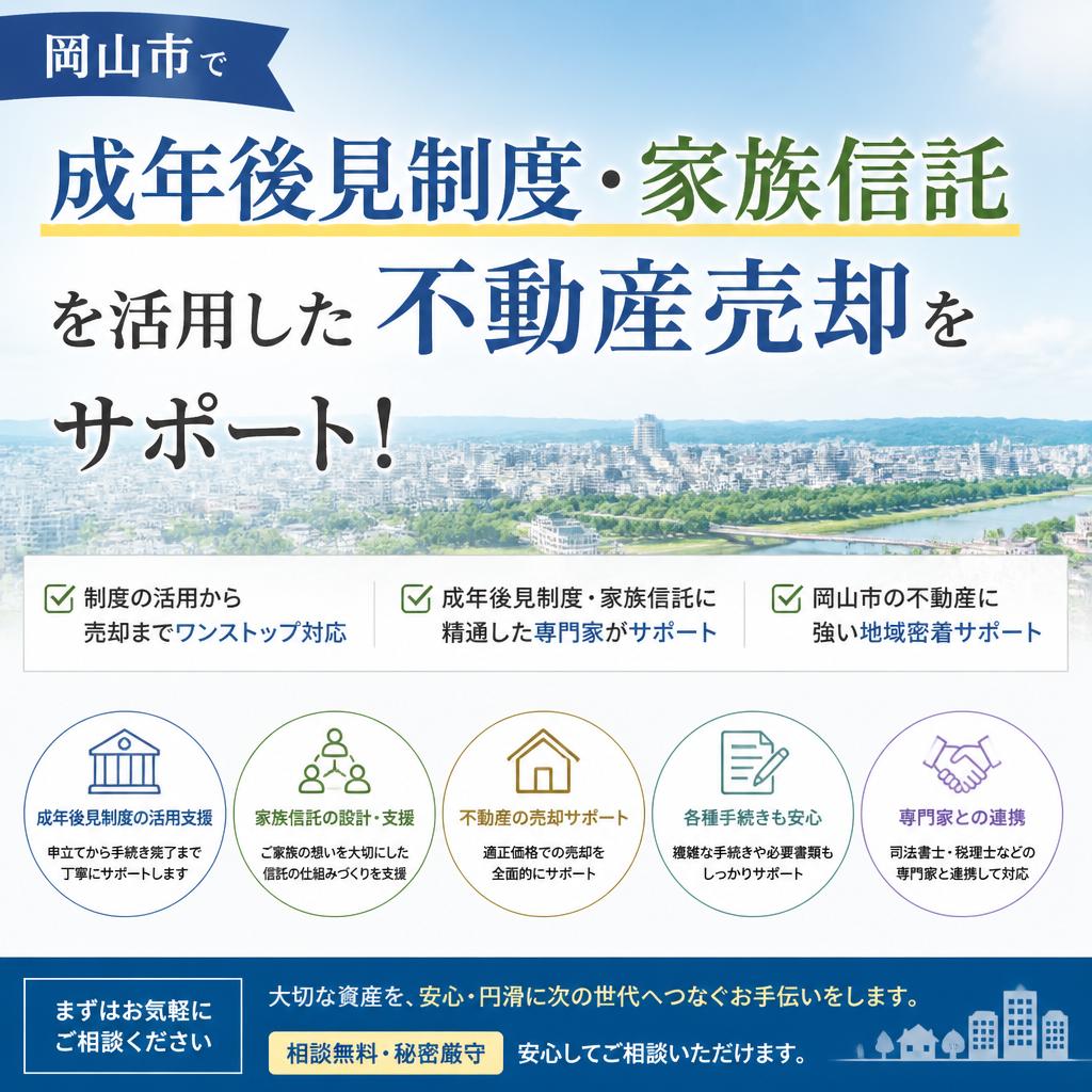 岡山市で「成年後見制度・家族信託」を活用した不動産売却をサポート！