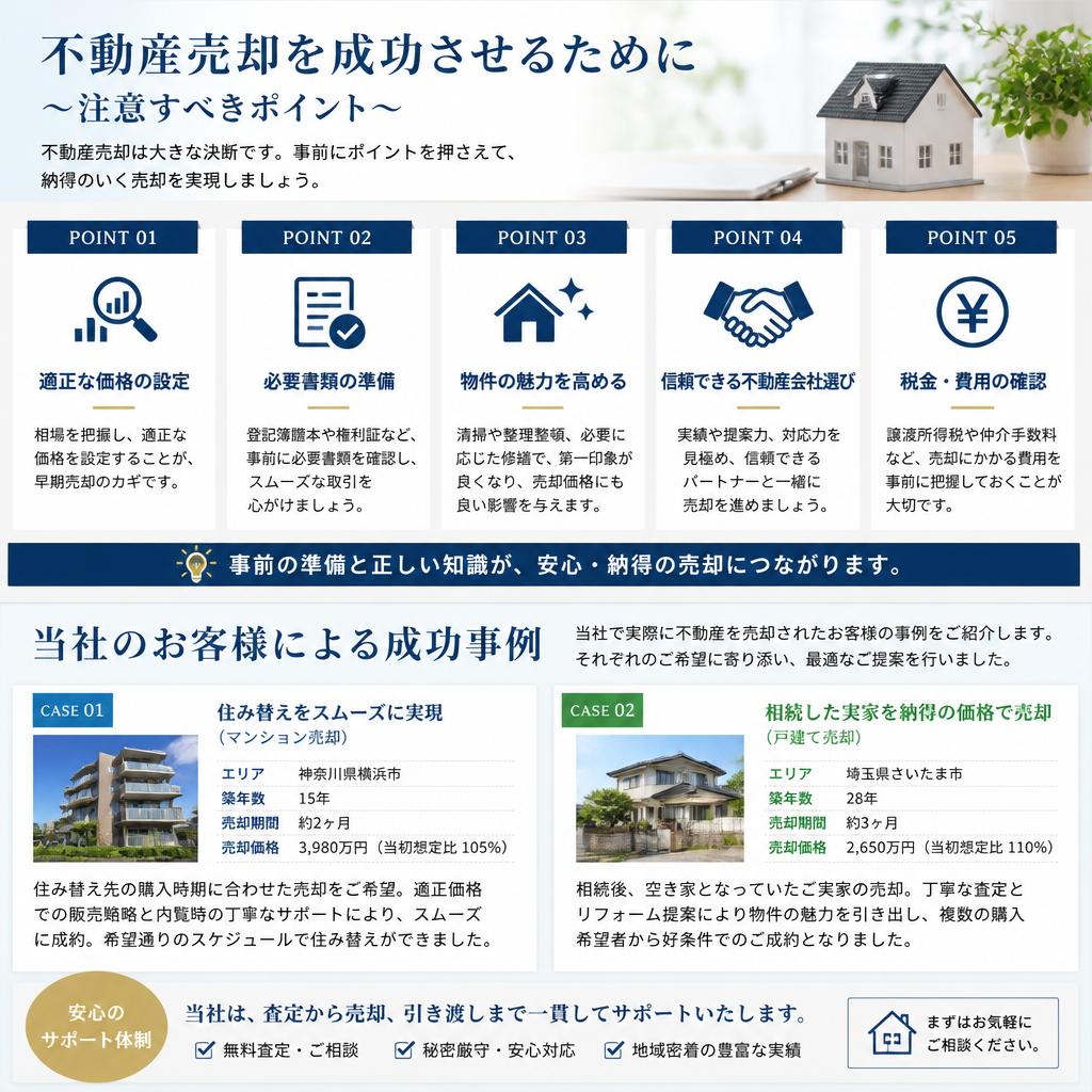売却時の注意点と成功事例