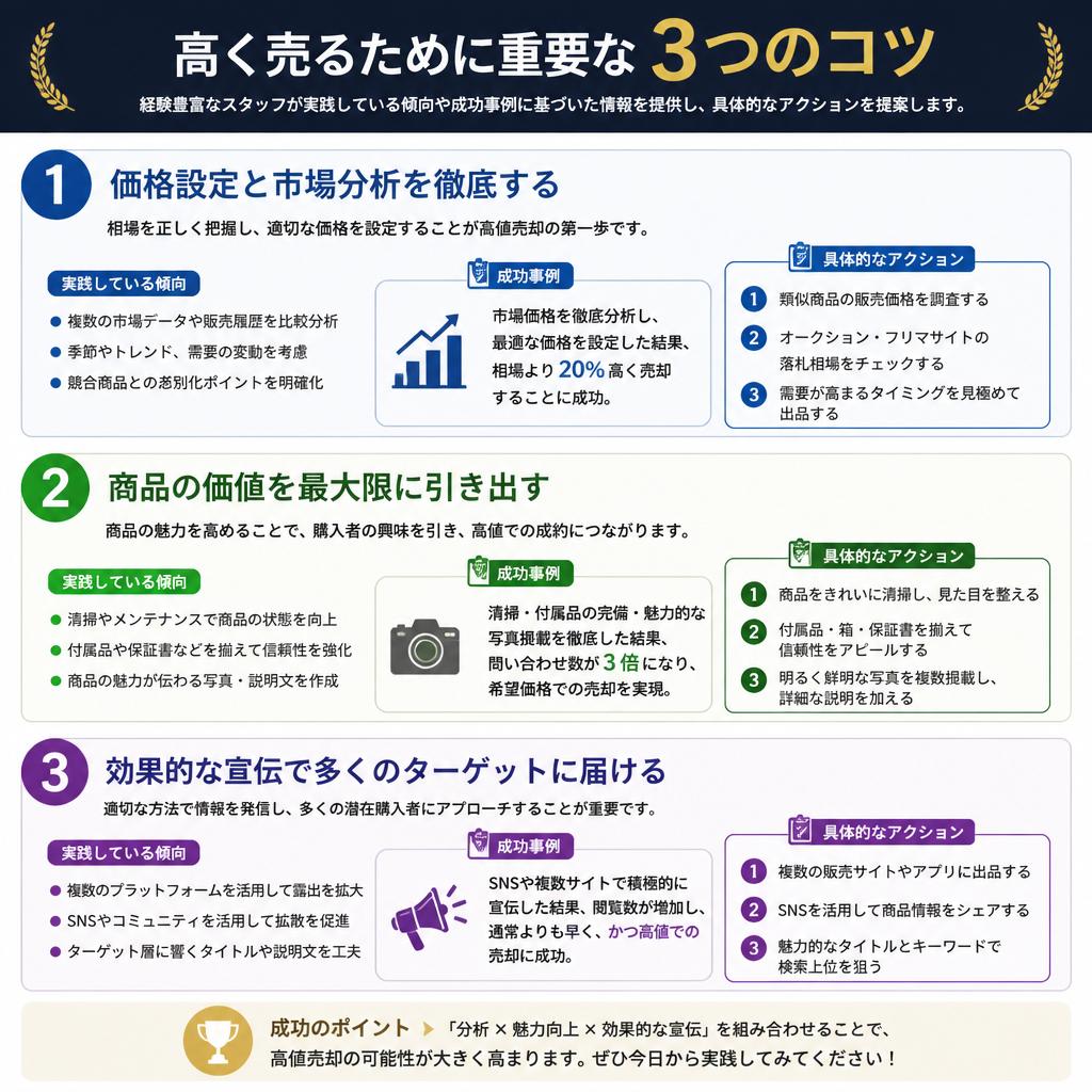 高く売るための3つのコツ