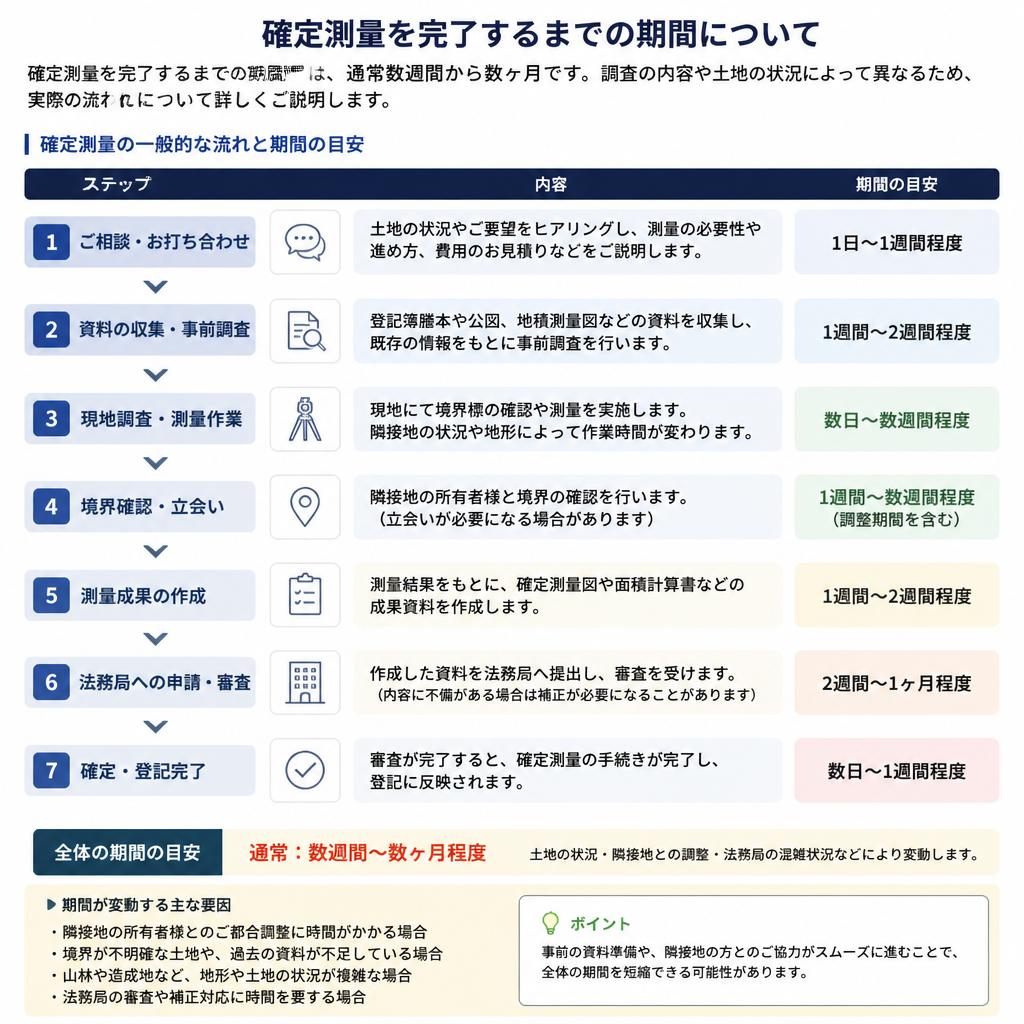 確定測量にかかる期間