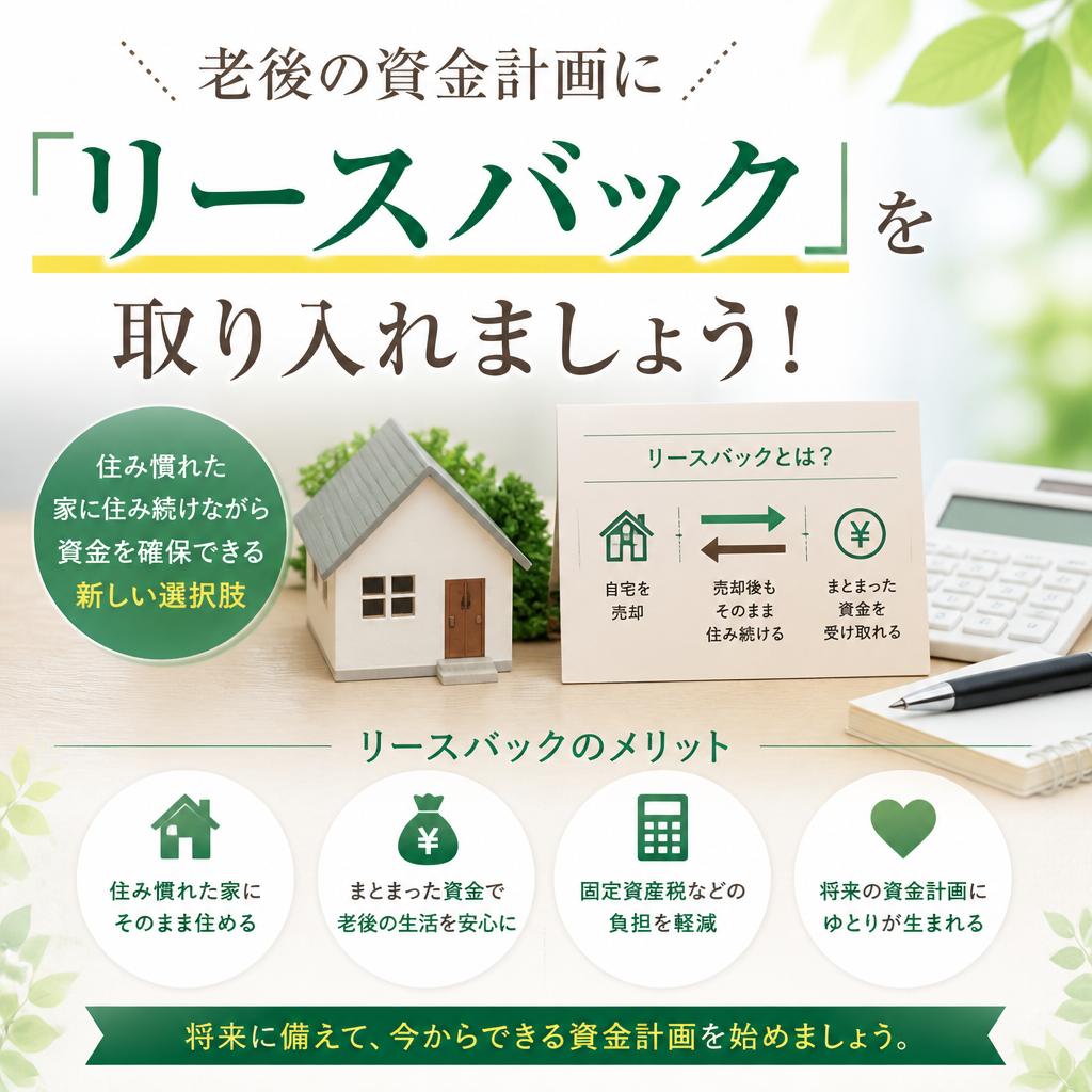 老後の資金計画に「リースバック」を取り入れましょう！