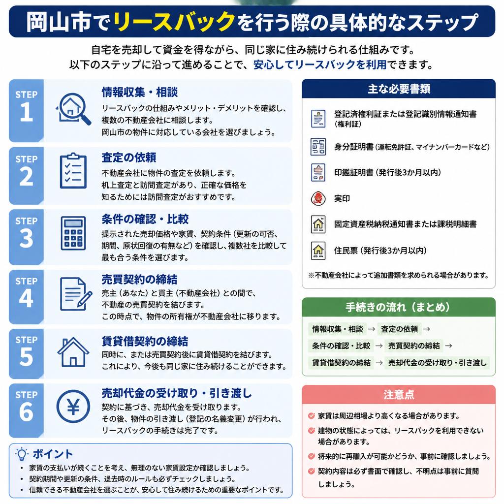 岡山市でのリースバックの流れ