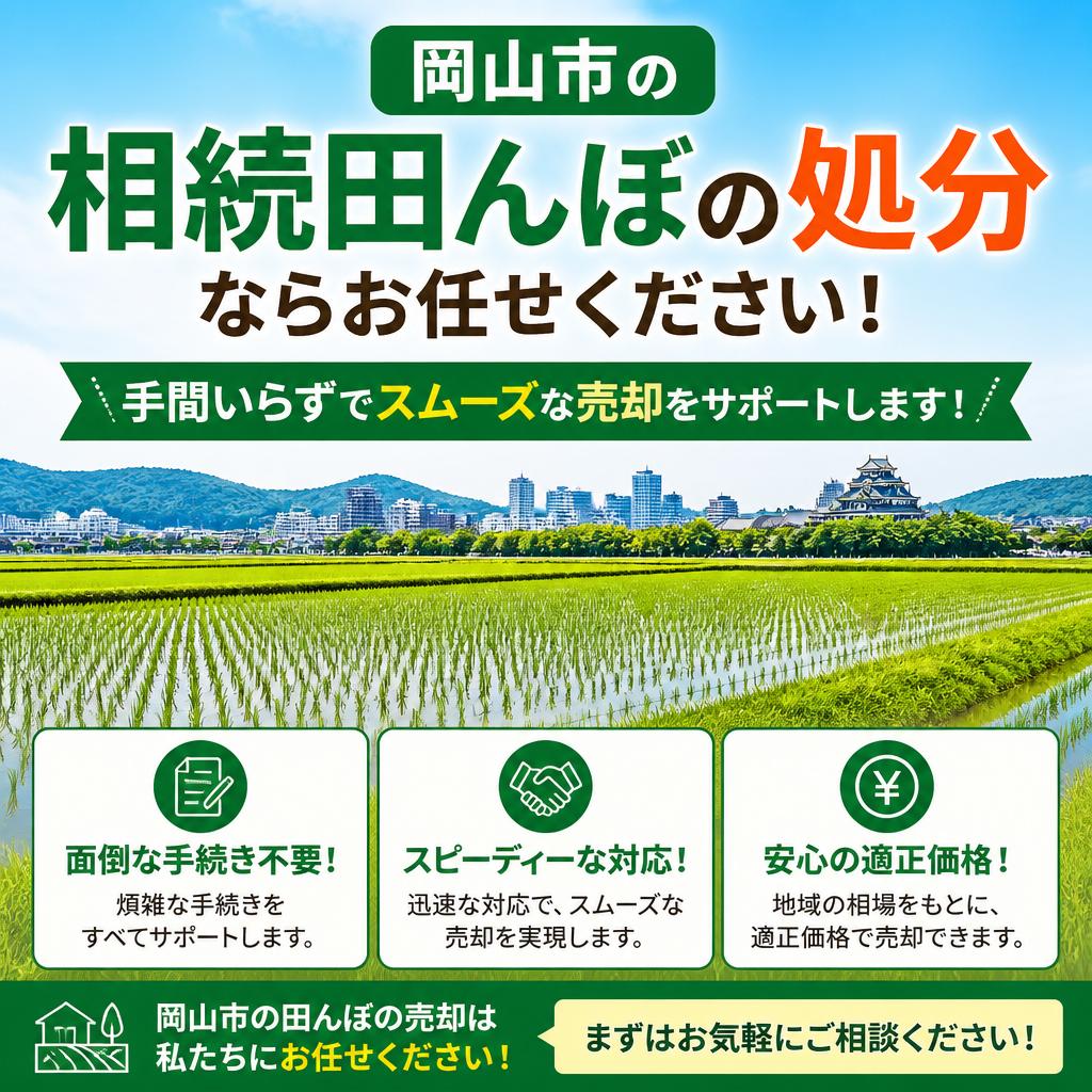岡山市の相続田んぼの処分ならお任せください！手間いらずでスムーズな売却をサポートします！