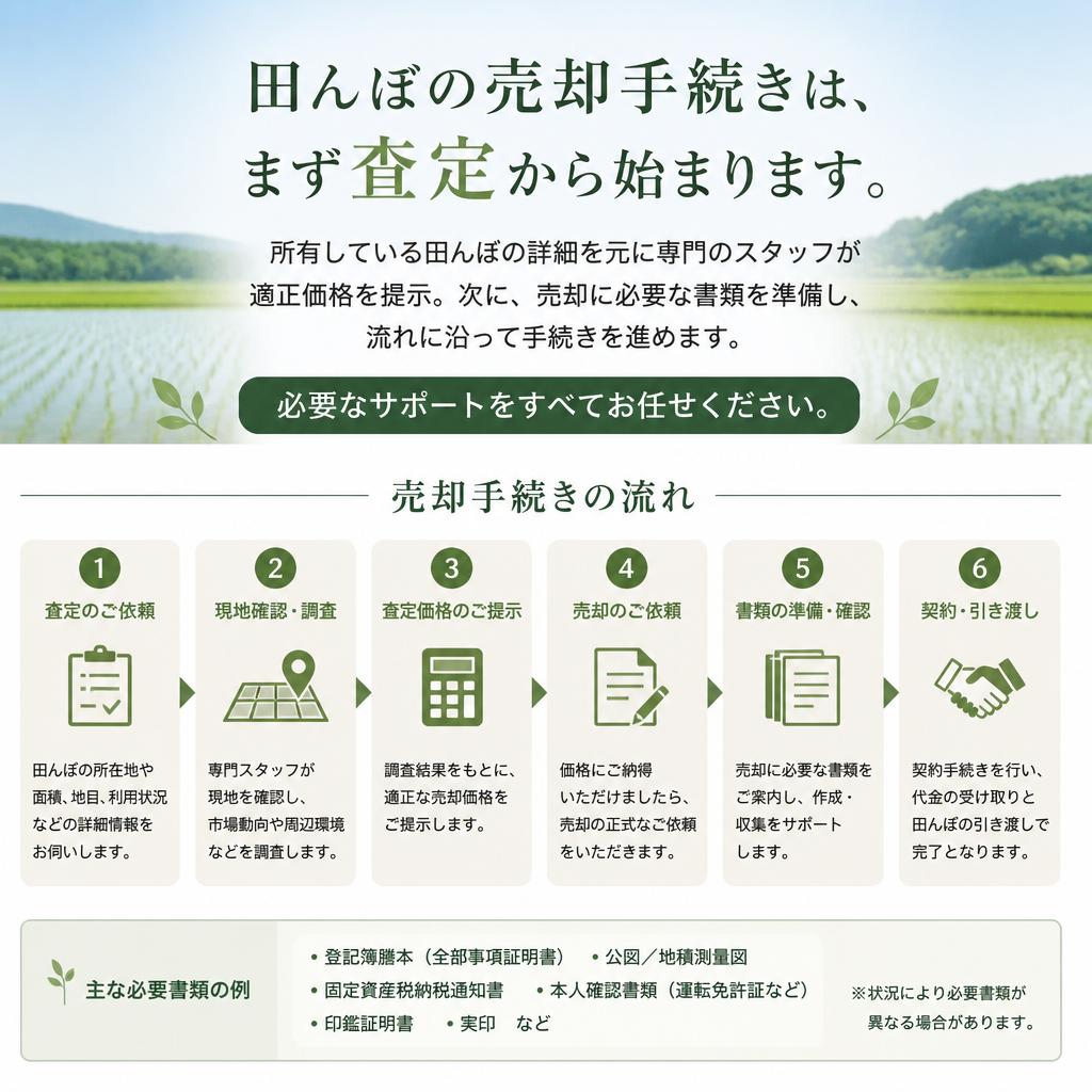 田んぼの売却手続きの流れ