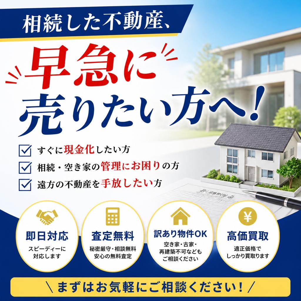 相続した不動産、早急に売りたい方へ！