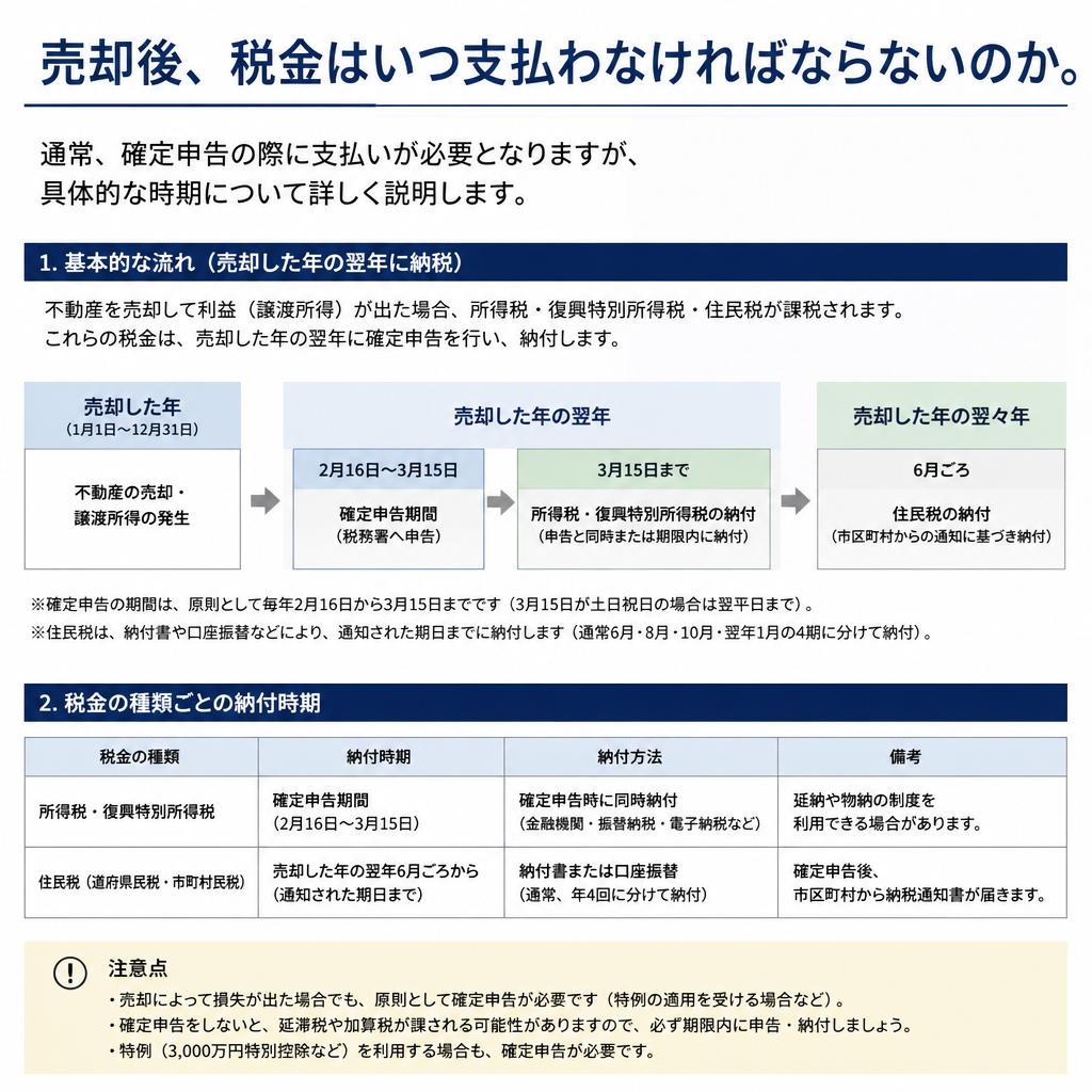 実家売却の際の税金の支払い時期